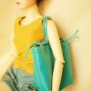 (Sold Out) BJD專用-束口手提兩用包-藍綠色：圖片 2