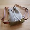 (Sold Out) 1+1束口後背包-米灰墨綠：圖片 10